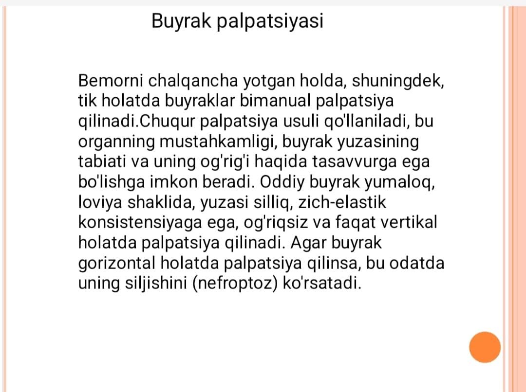 Buyrak perkussiya, palpatsiya va ausklutatsiyasi