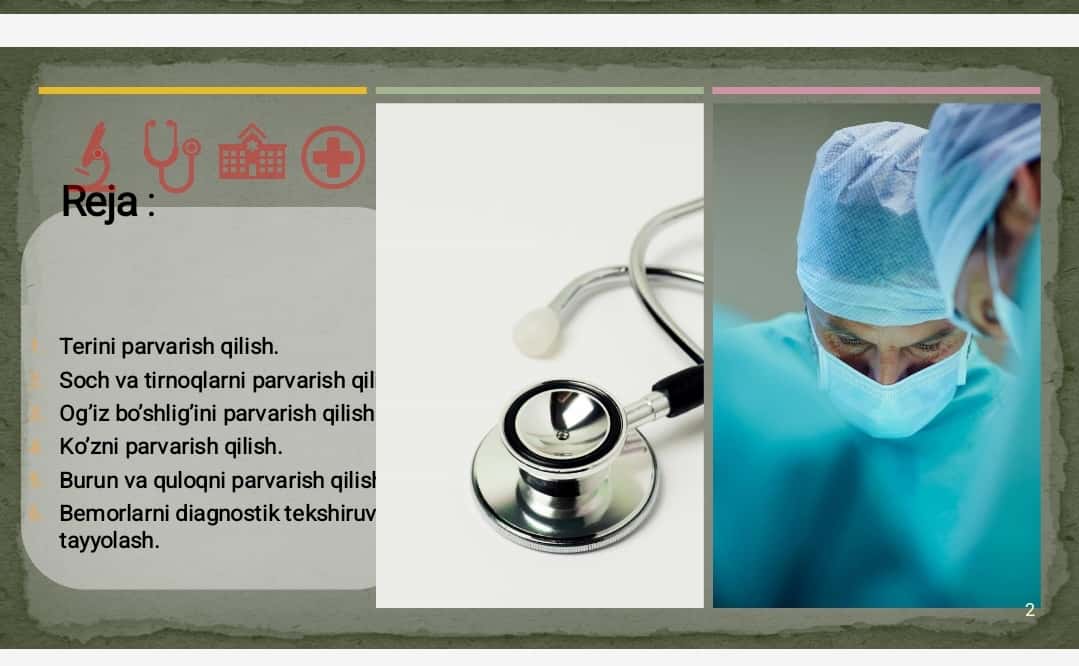 Bemor shaxsiy gigienasini saqlash boʼyicha amaliy tadbirlar