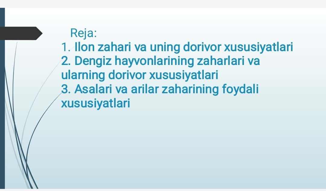 Tibbiyotda ahamiyatga ega bo'lgan zaharli hayvonlar