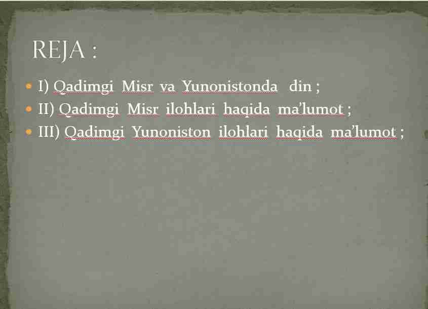 QADIMGI MISR VA YUNONISTON ILOHLARI