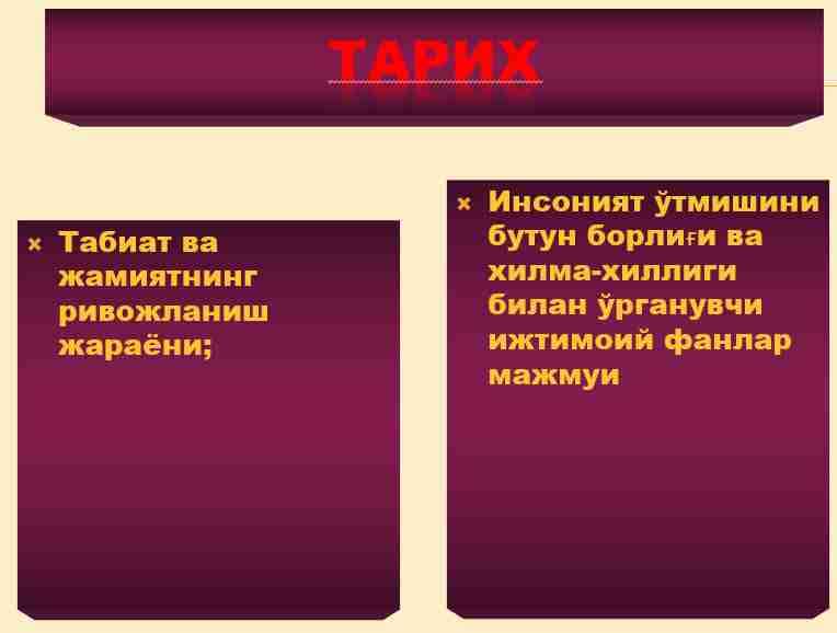 Ўзбекистон тaриxи: прeдмeти, нaзaрий-мeтoдoлoгик aсoслaри, мaнбaлaри, вa aҳaмияти.  Марказий Осиё жаҳон цивилизациясининг ажралмас қисми.