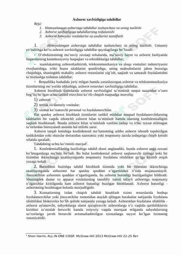 Axborot xavfsizligiga tahdidlar