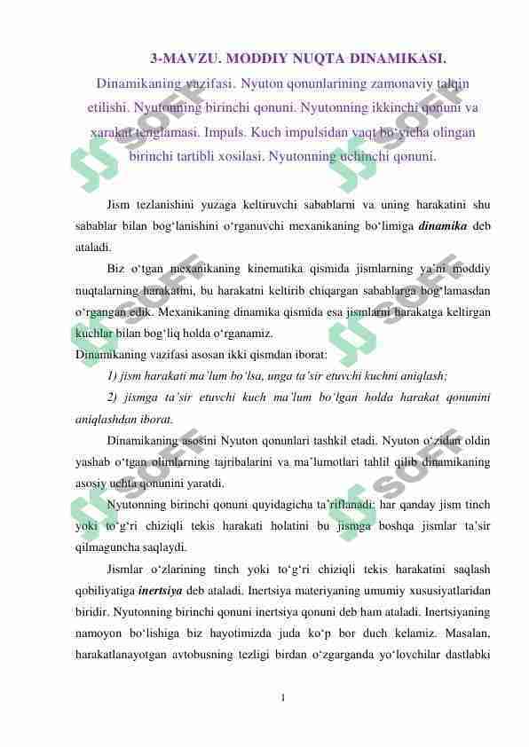 MODDIY NUQTA DINAMIKASI