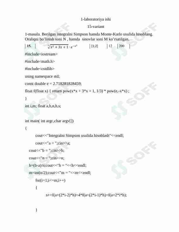 1-laboratoriya ishi 15-variant