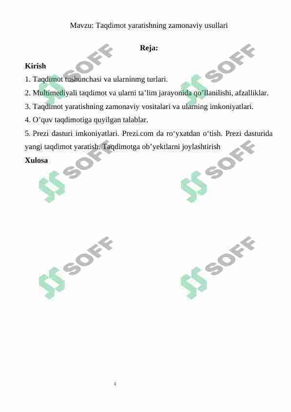 Taqdimot yaratishning zamonaviy usullari