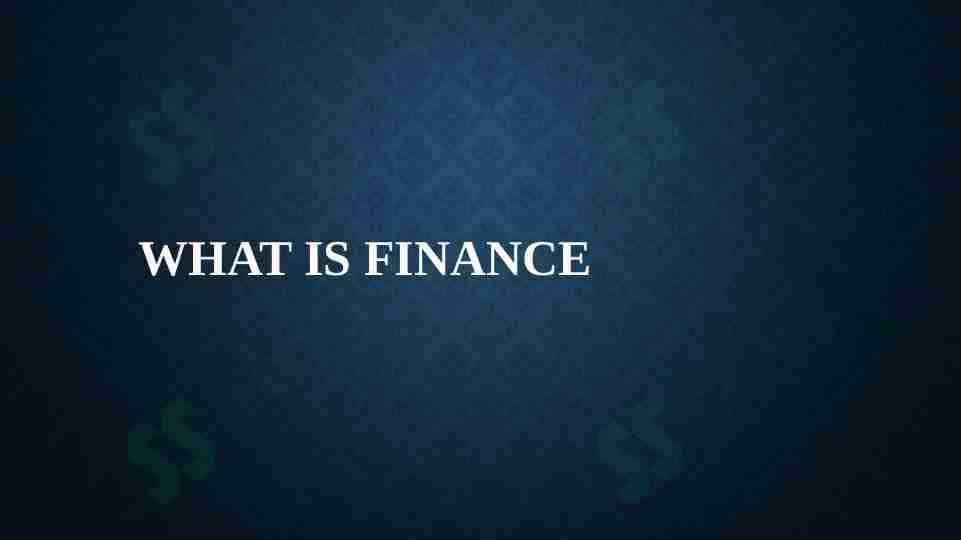What is Finance