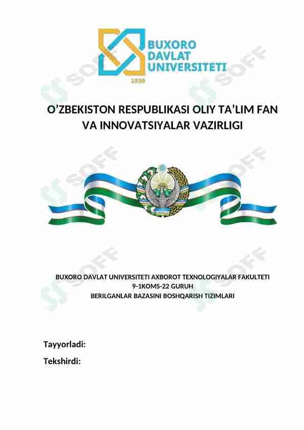 MS Access da ma’lumotlar omborini tashkil etish