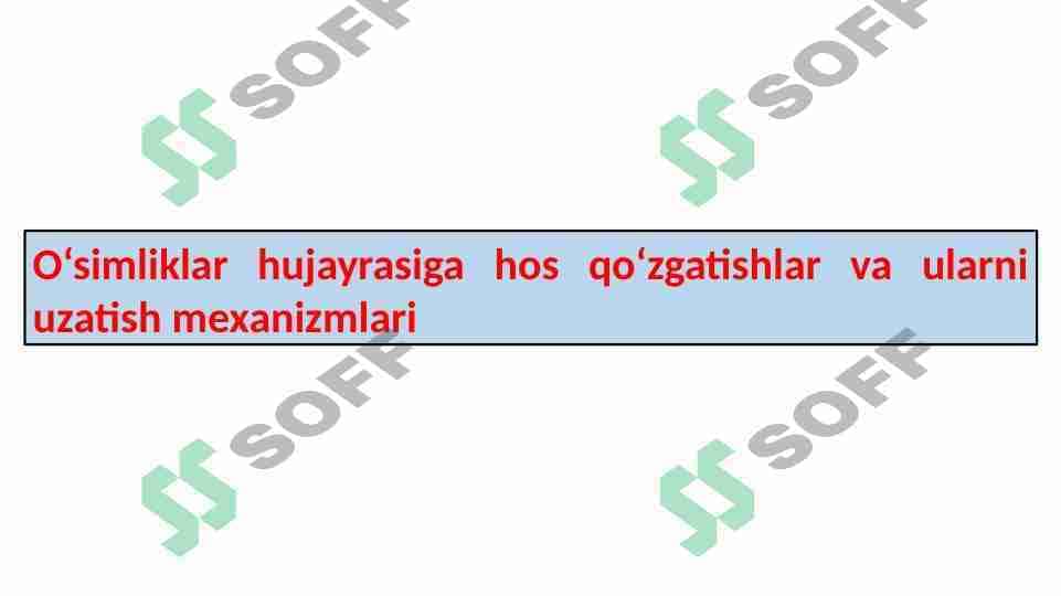 O‘simliklar hujayrasiga hos qo‘zgatishlar va ularni uzatish mexanizmlari
