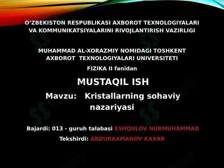 Kristallarning sohaviy nazariyasi