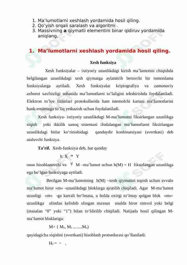 Maʼlumotlarni xeshlash