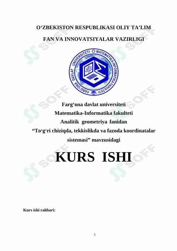 To‘g‘ri chiziqda, tekkislikda va fazoda koordinatalar sistemasi