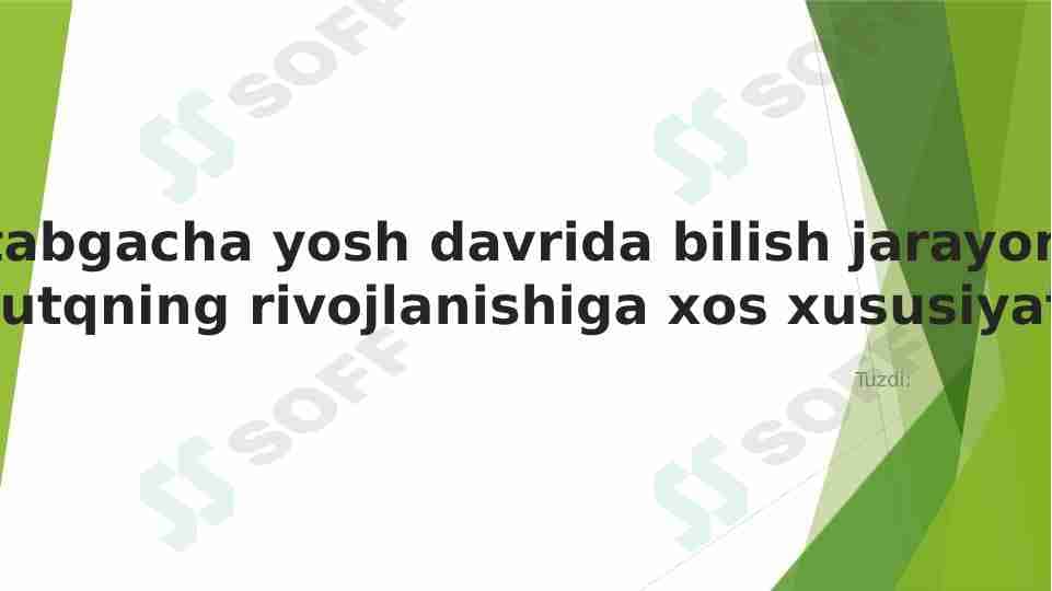 Maktabgacha yosh davrida bilish jarayonlari va nutqning rivojlanishiga xos xususiyatlar