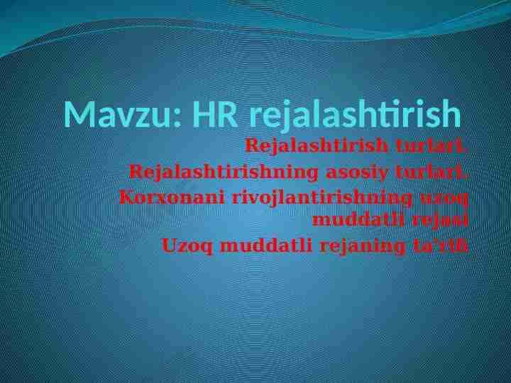 HR rejalashtirish