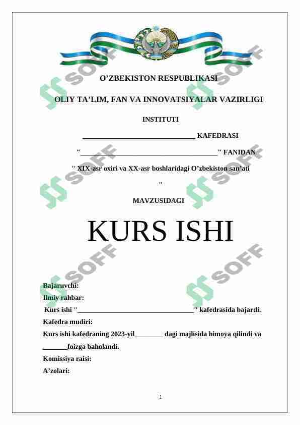 XIX-asr oxiri va XX-asr boshlaridagi O’zbekiston san’ati