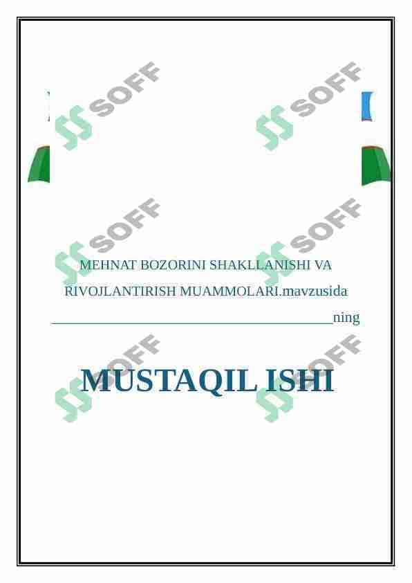 MEHNAT BOZORINI SHAKLLANISHI VA RIVOJLANTIRISH MUAMMOLARI.