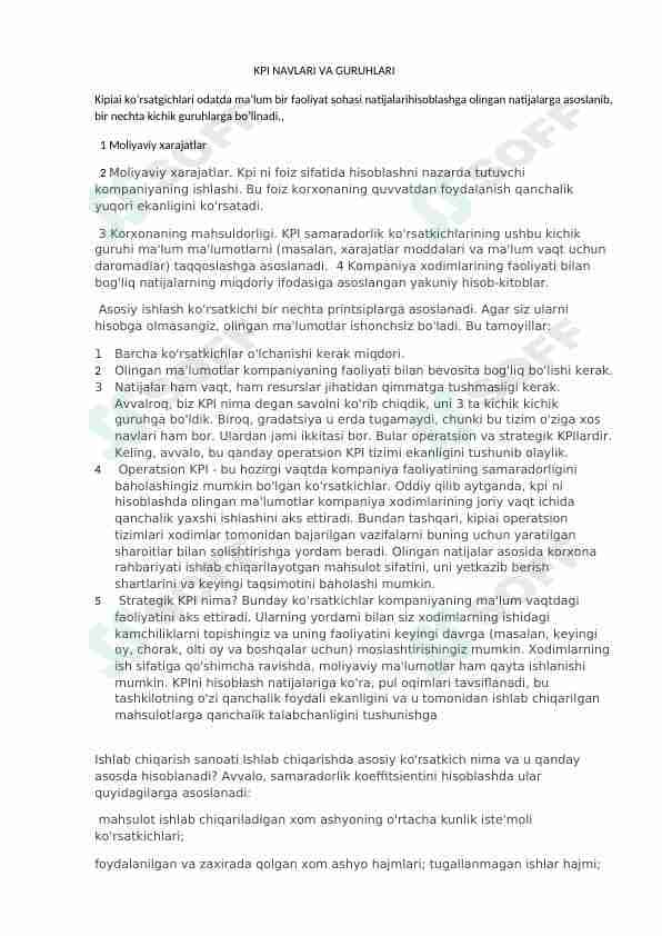 KPI tushunchasi