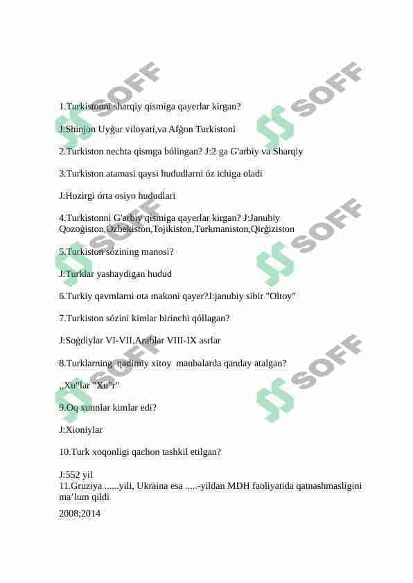 markaziy osiyo xalqlar tarixidan test