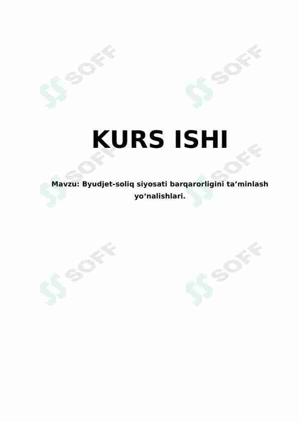 Byudjet-soliq siyosati barqarorligini ta'minlash yo'nalishlari