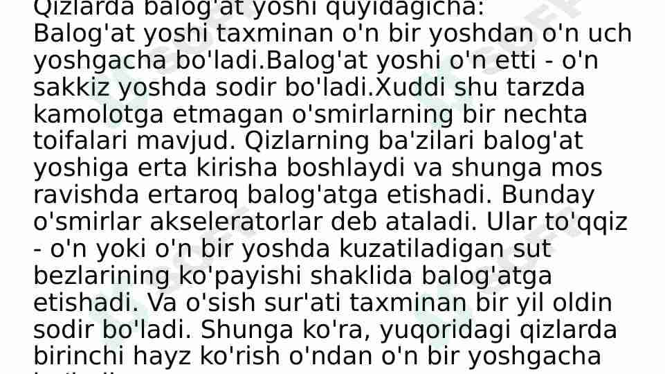 Qizlarda balog'at yoshi