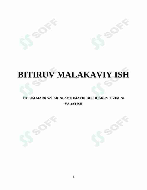 Ta’lim markazlarini avtomatik boshqaruv tizimini yaratish