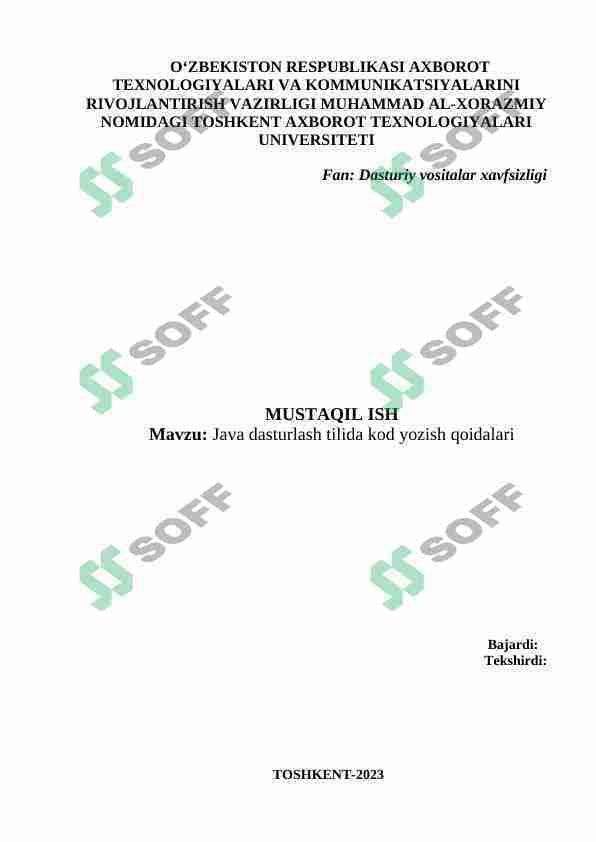Java dasturlash tilida kod yozish qoidalari