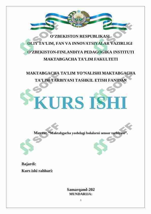 Maktabgacha yoshdagi bolalarni sensor tarbiyasi