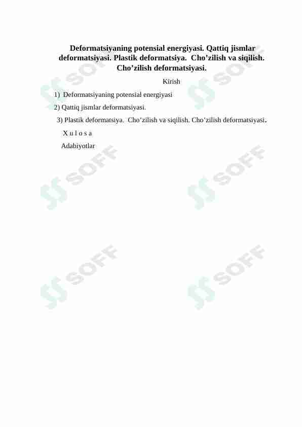 deformatsiya potensial energiyasi