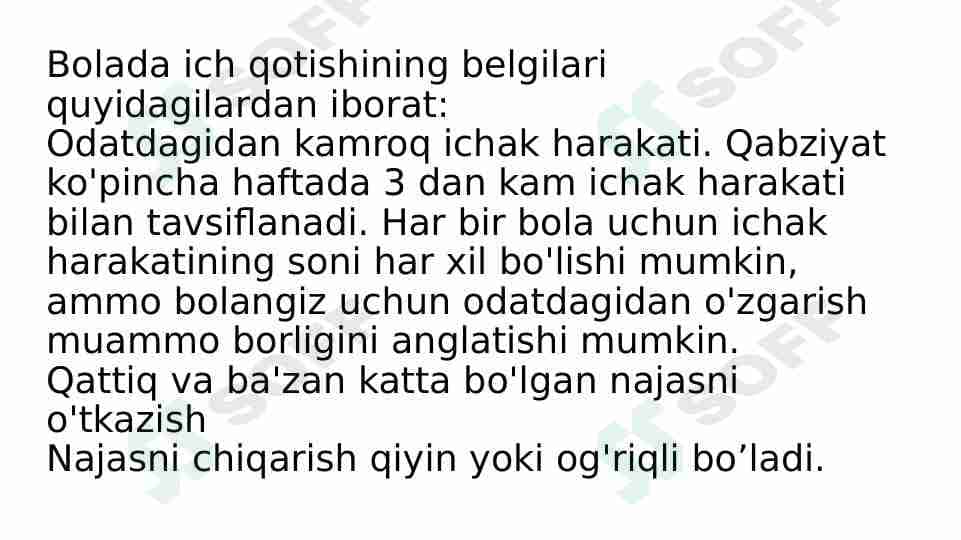 Bolada ich qotishining belgilari