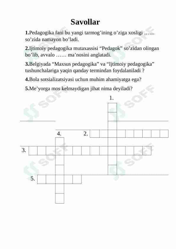 Pedagogika fanidan krassvvord.