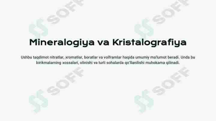 Nitratlar xromat borat Volfromatlar