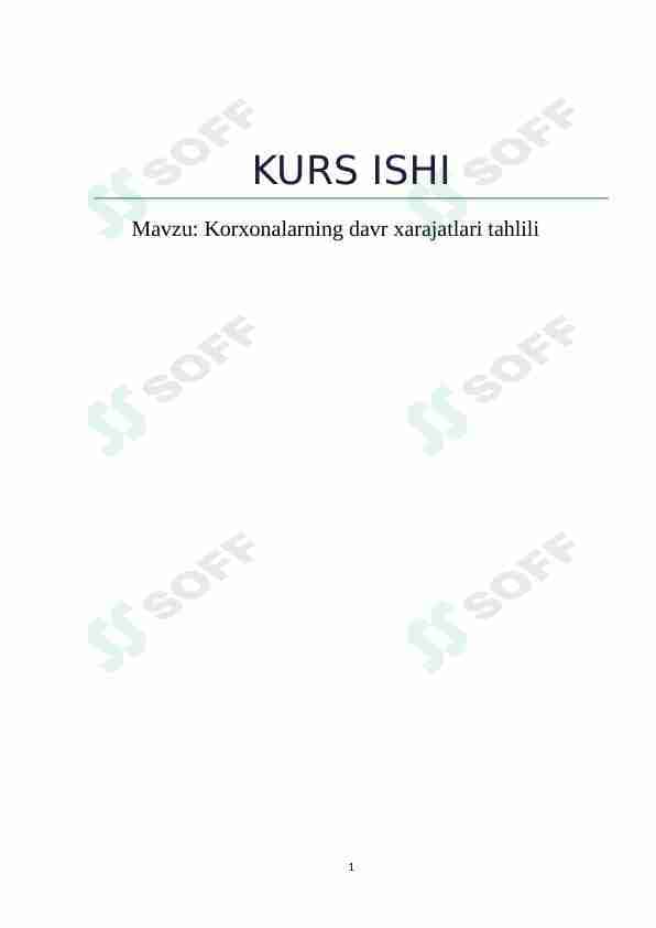 Korxonalarning davr xarajatlari tahlili