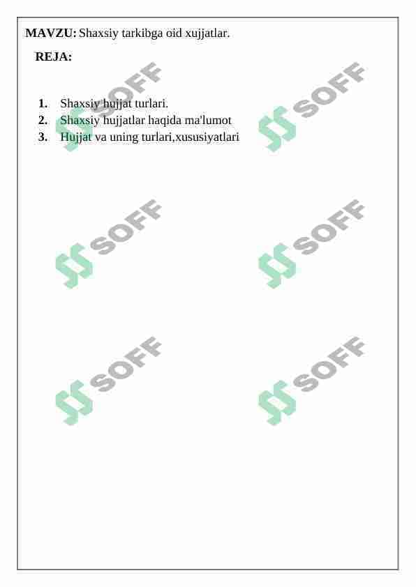 Shaxsiy tarkibga oid xujjatlar