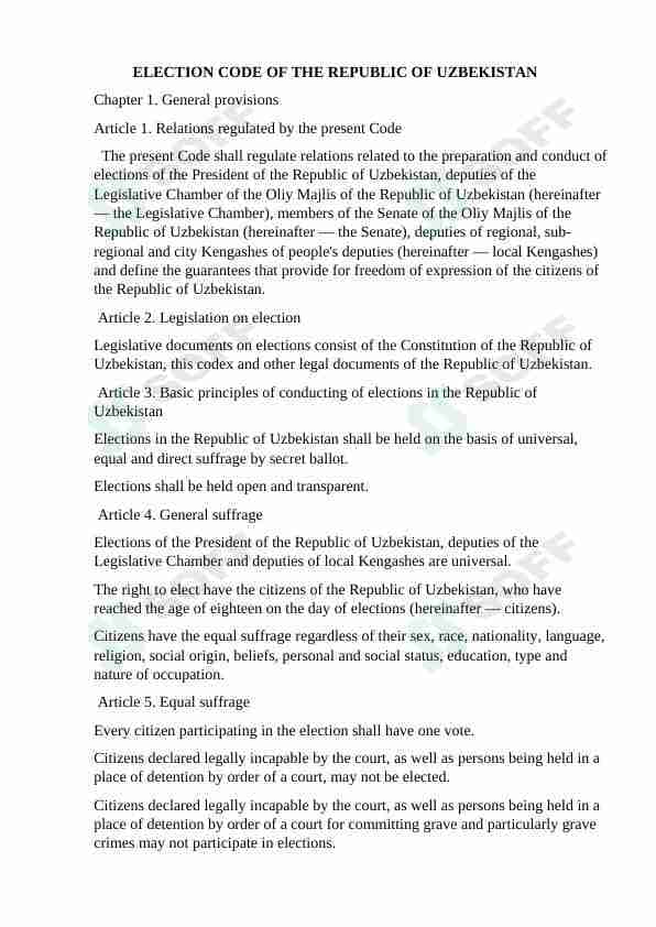 election code of the Republic of Uzbekistan