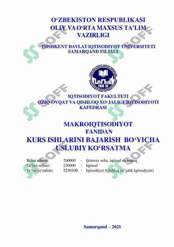 Kurs ishi yozish uchun uslubiy qo'llanma