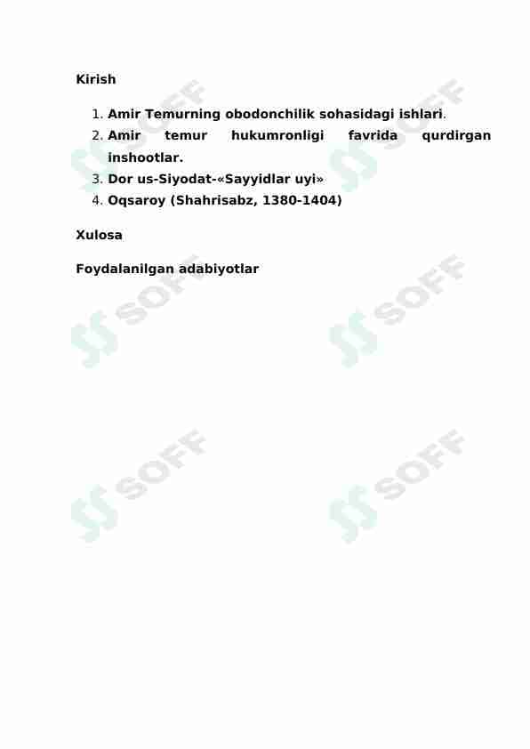 Temuriylar davridagi bunyodkorlik ishlari