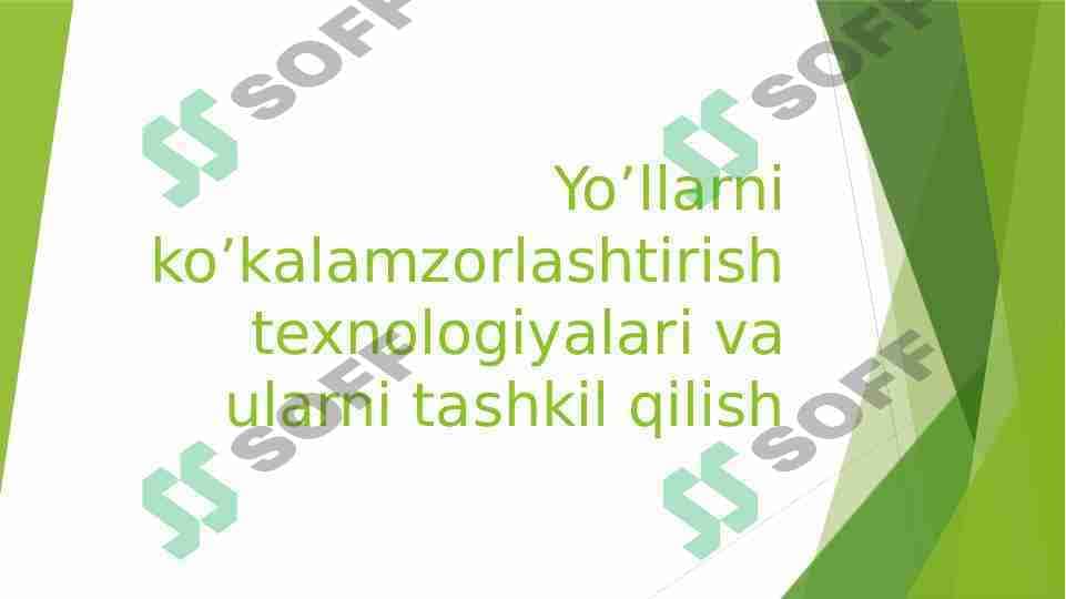 Yo’llarni ko’kalamzorlashtirish texnologiyalari va ularni tashkil qilish