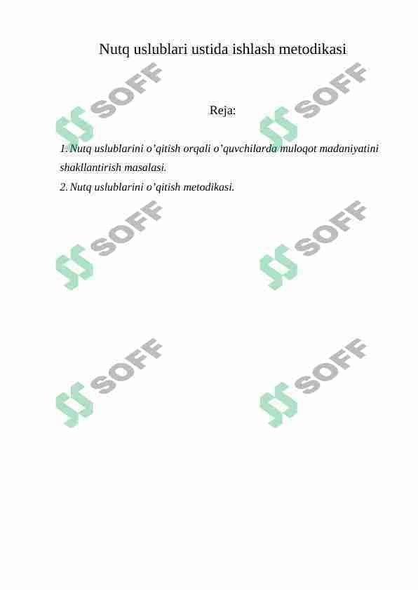 Nutq uslublari ustida ishlash metodikasi