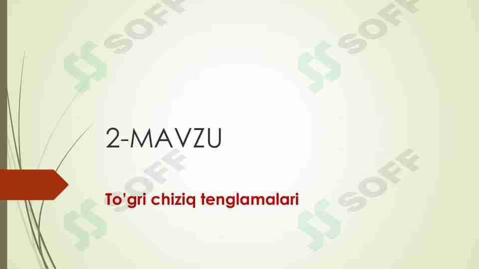 Tekislikda toʻgʻri chiziq tenglamalari