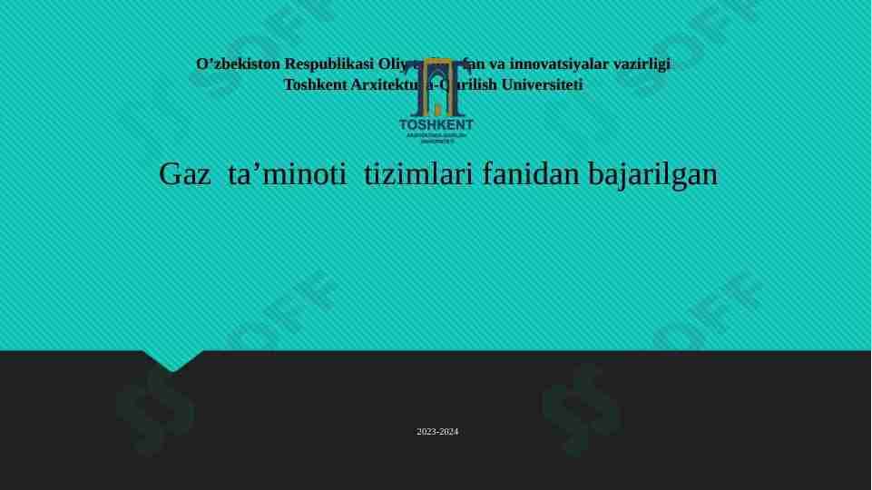 Gaz asbob-uskunalarini o’rnatish.