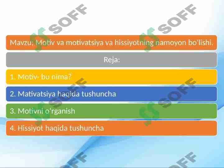 Motiv va motivatsiya va hissiyotning namoyon bo'lishi