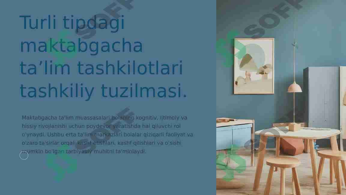 Turli tipdagi  maktabgacha ta’lim tashkilotlari tashkiliy tuzilmasi.