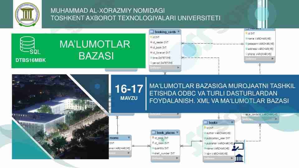 XML va ma‘lumotlar bazasi.