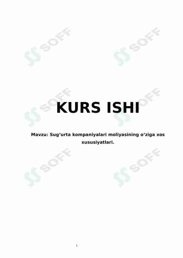 Sug'urta kompaniyalari moliyasining o‘ziga xos xususiyatlari