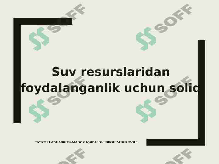 Suv resurslaridan foydalanganlik uchun soliq