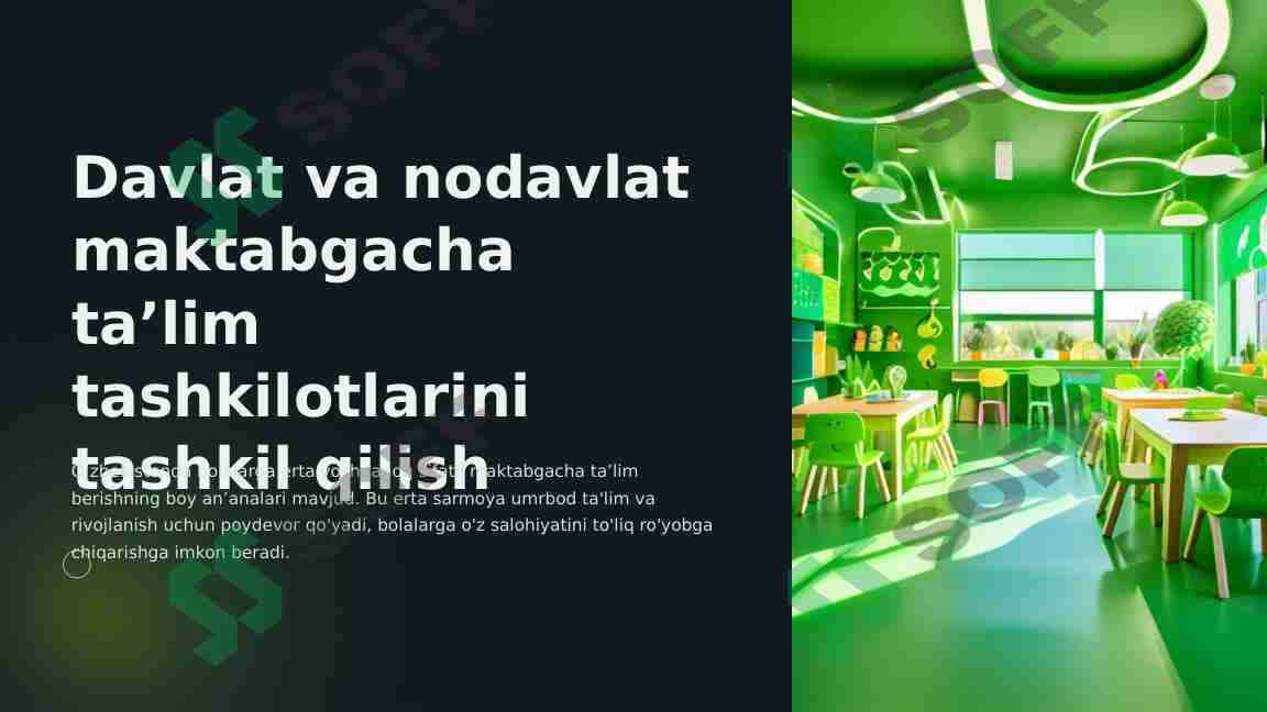 2-Davlat va nodavlat maktabgacha ta’lim tashkilotlarini tashkil qilish