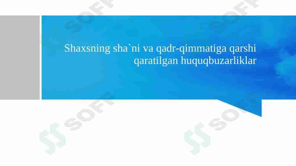 shaxsning sha`ni va qadr qimmatiga qarshi qaratilgan jinoyatlar