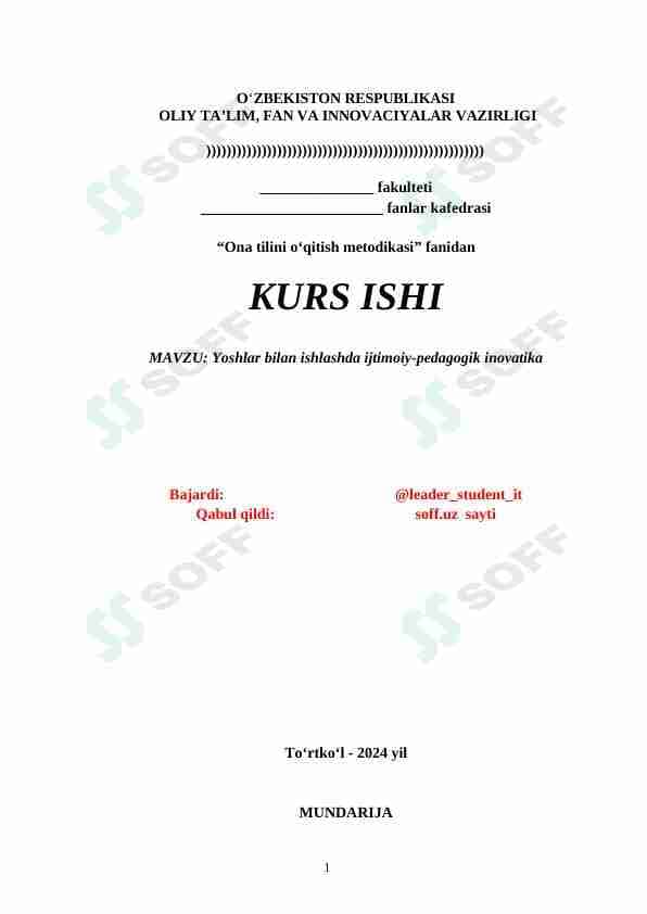 Yoshlar bilan ishlashda ijtimoiy-pedagogik inovatika