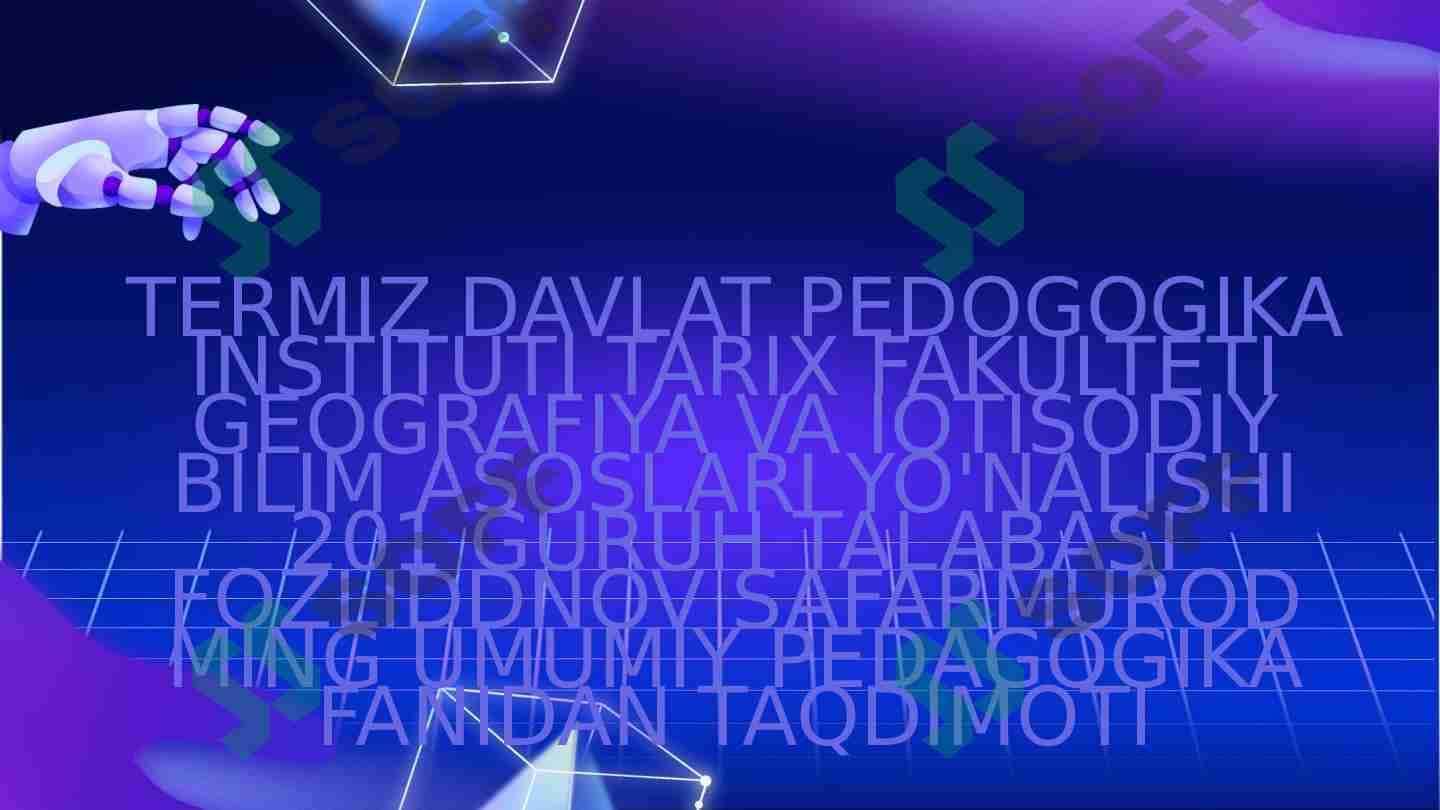 PEDAGOGIK TADQIQOTLAR FARAZINI BELGILASH