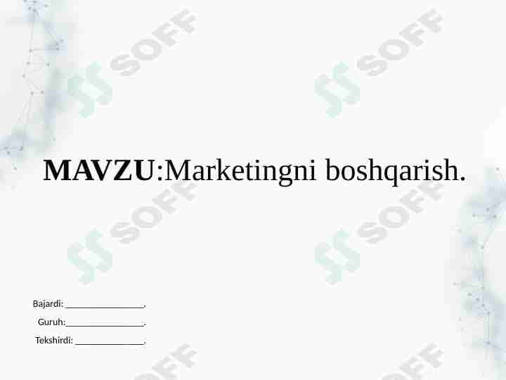 Marketingni boshqarish