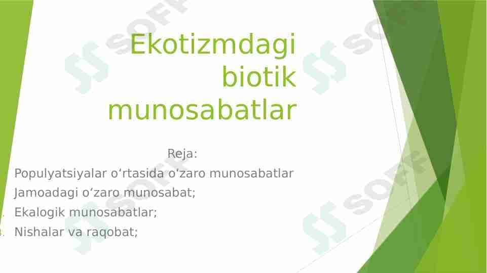 Ekotizimdagi biotik munosabatlar